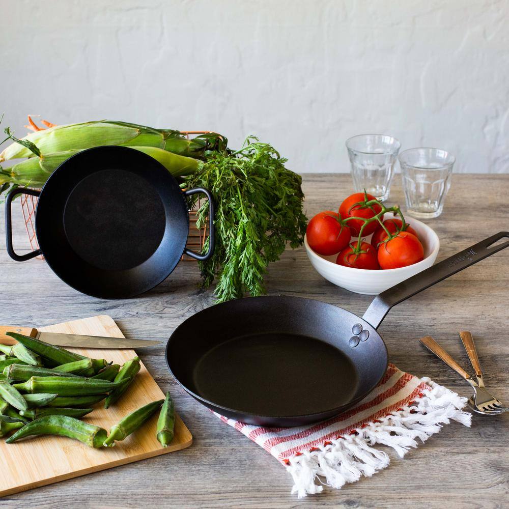8-Inch Black Carbon Steel Non-Stick Skillet with Metal Handle