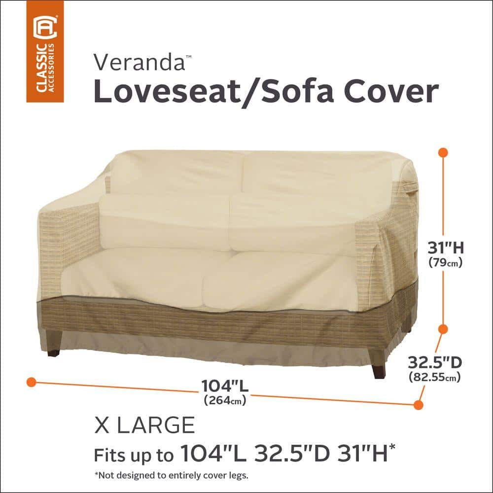 Extra Large Tan and Brown Water-Resistant Patio Sofa Cover