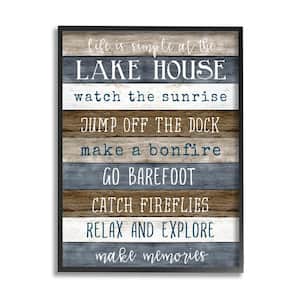 Life Is Simple Lake House List Design by Natalie Carpentieri Framed Typography Art Print 20 in. x 16 in.