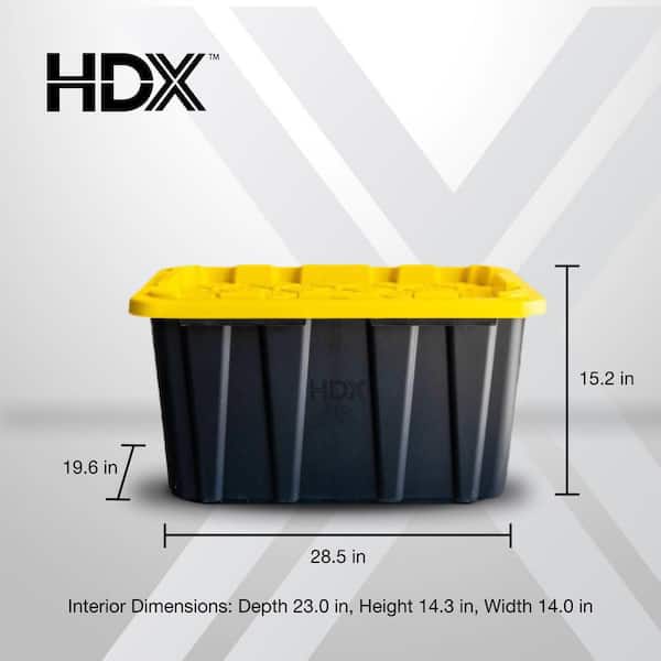 HDX - 27 Gal. Tough Storage Tote in Black and Yellow