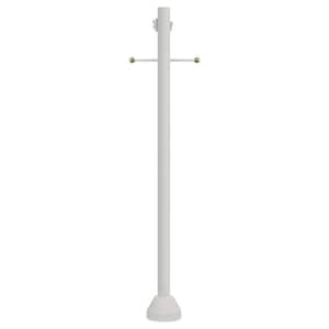 6 ft. White Outdoor Lamp Post Traditional Ground Light Pole with Cross Arm and Grounded Convenience Outlet