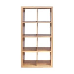 29.9 in. W Walnut Smart Cube 8-Cube Organizer Storage with Open Back Shelves Bookcase Bookshelves