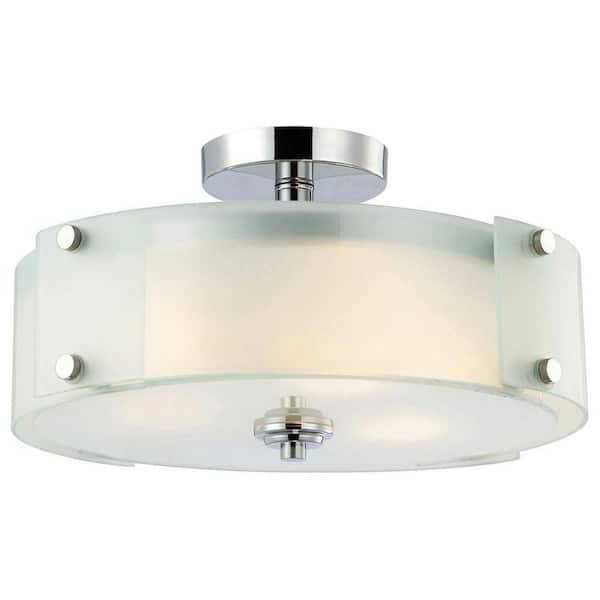 CANARM Scope 3-Light Chrome Semi-Flush Mount Light with Frosted Glass