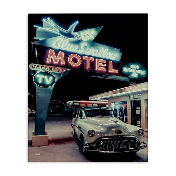 Stupell Industries Vintage Motel Getaway Car by Graffi tee Studios Unframed Typography Graphic Art Print 48 in. x 36 in.