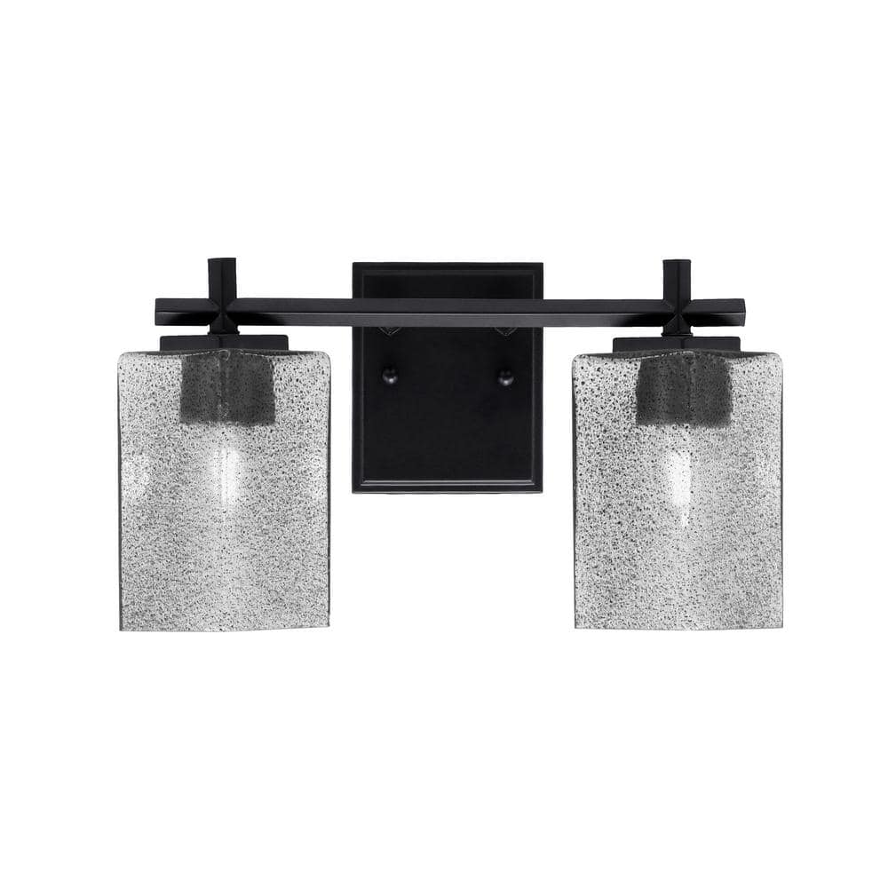 Bridgewater 14 in. 2 Light Vanity Light Matte Black with 3.5 in. Square Smo