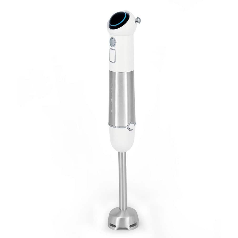 Immersion Blender White Stainless Steel Blades Rechargeable 300W Hand Mixer 2-Speed Pulse Activating Sensor