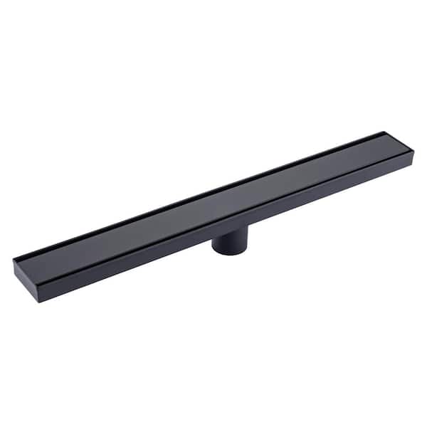 Tahanbath 2.75 in. W x 24 in. D Stainless Steel Decorative Drain Cover with Matte Black
