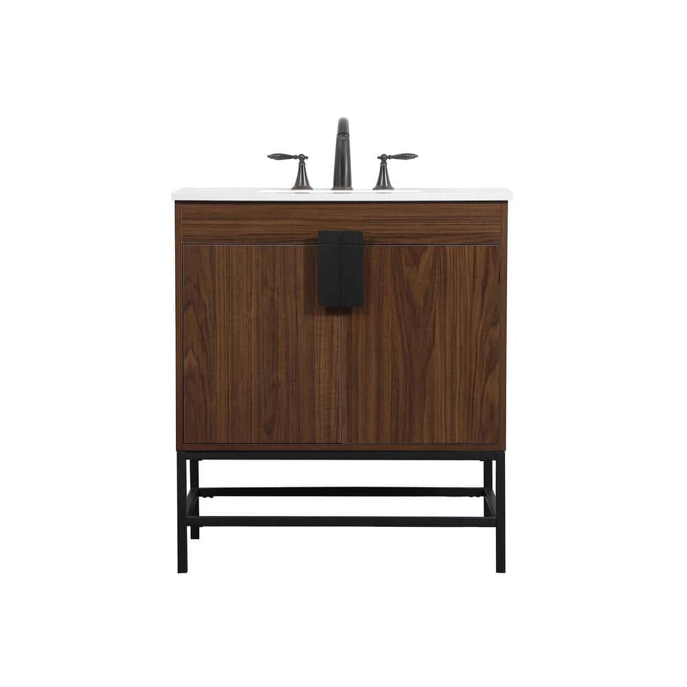 Simply Living 30 in. W x 19 in. D x 33.5 in. H Bath Vanity in Walnut with I