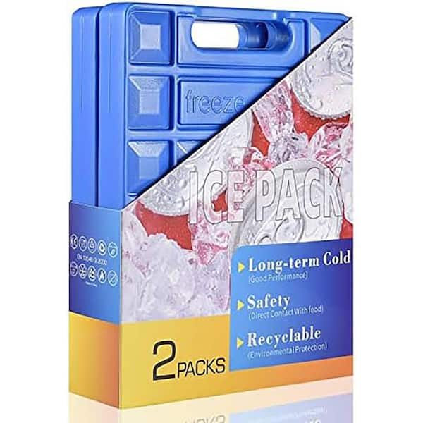Unbranded Large Ice Packs for Coolers, Reusable Freezer Blocks with Handle, Set of 2