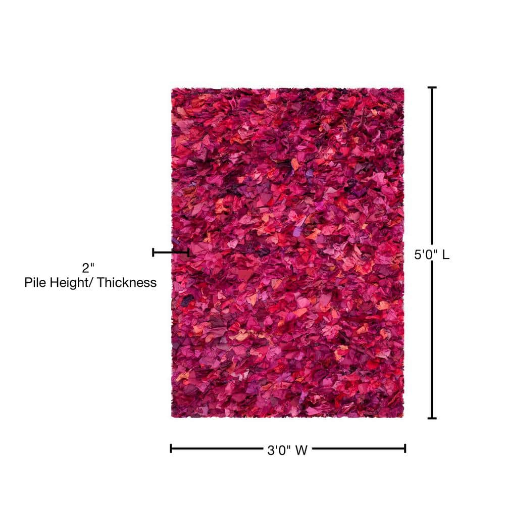 Fuchsia Multi Round Tufted Shag Area Rug, 3' x 5'