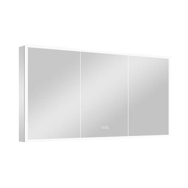60 in. W x 30 in. H Rectangular Aluminum LED Lighted Medicine Cabinet with Mirror