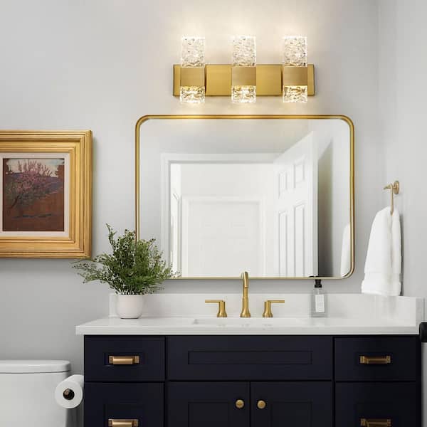 KAISITE 21.3 in. 3-Light Brushed Gold LED Bathroom Vanity
