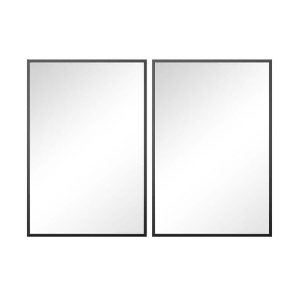 Black 24 in W x 36 in. H Rectangle Aluminum Alloy Thin Framed Wall-Mounted 