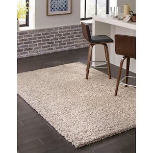 Solid Shag Taupe 8 ft. x 10 ft. Area Rug