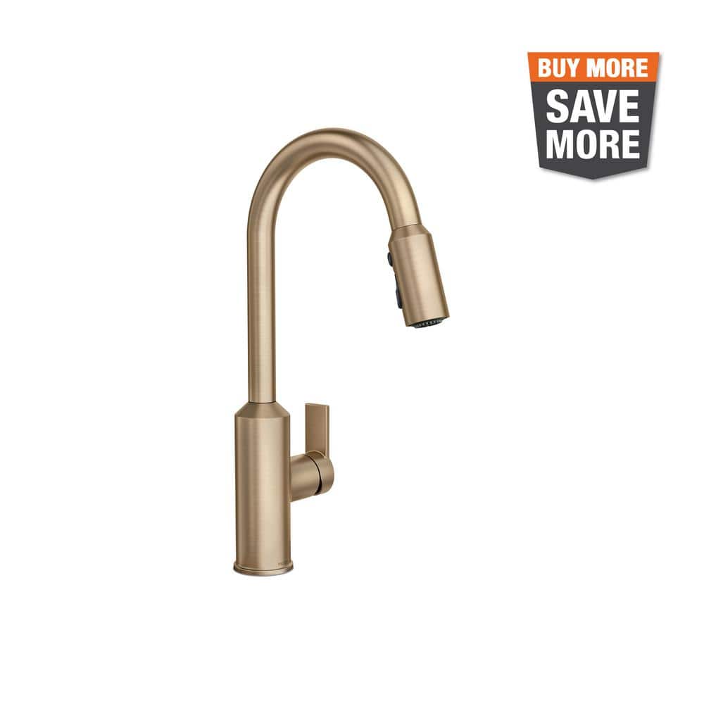 MOEN Meena Single-Handle Pull-Down Sprayer Kitchen Faucet with Power Clean  and Reflex in Bronzed Gold 87270BZG The Home Depot