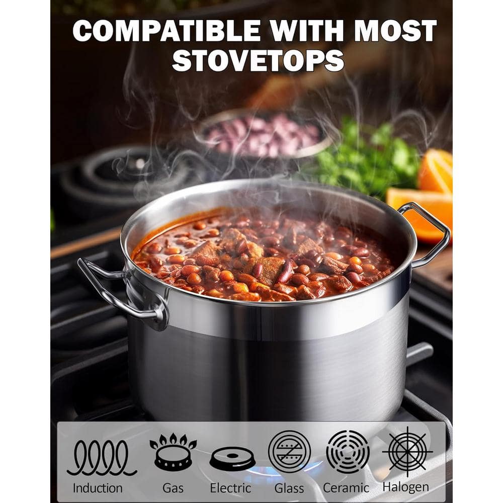 20 Quart Stainless Steel Professional Grade Stockpot with Lid