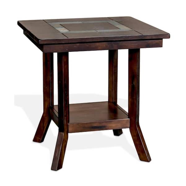 Benjara 24.5 in. Brown Rectangular Wooden Top End Table