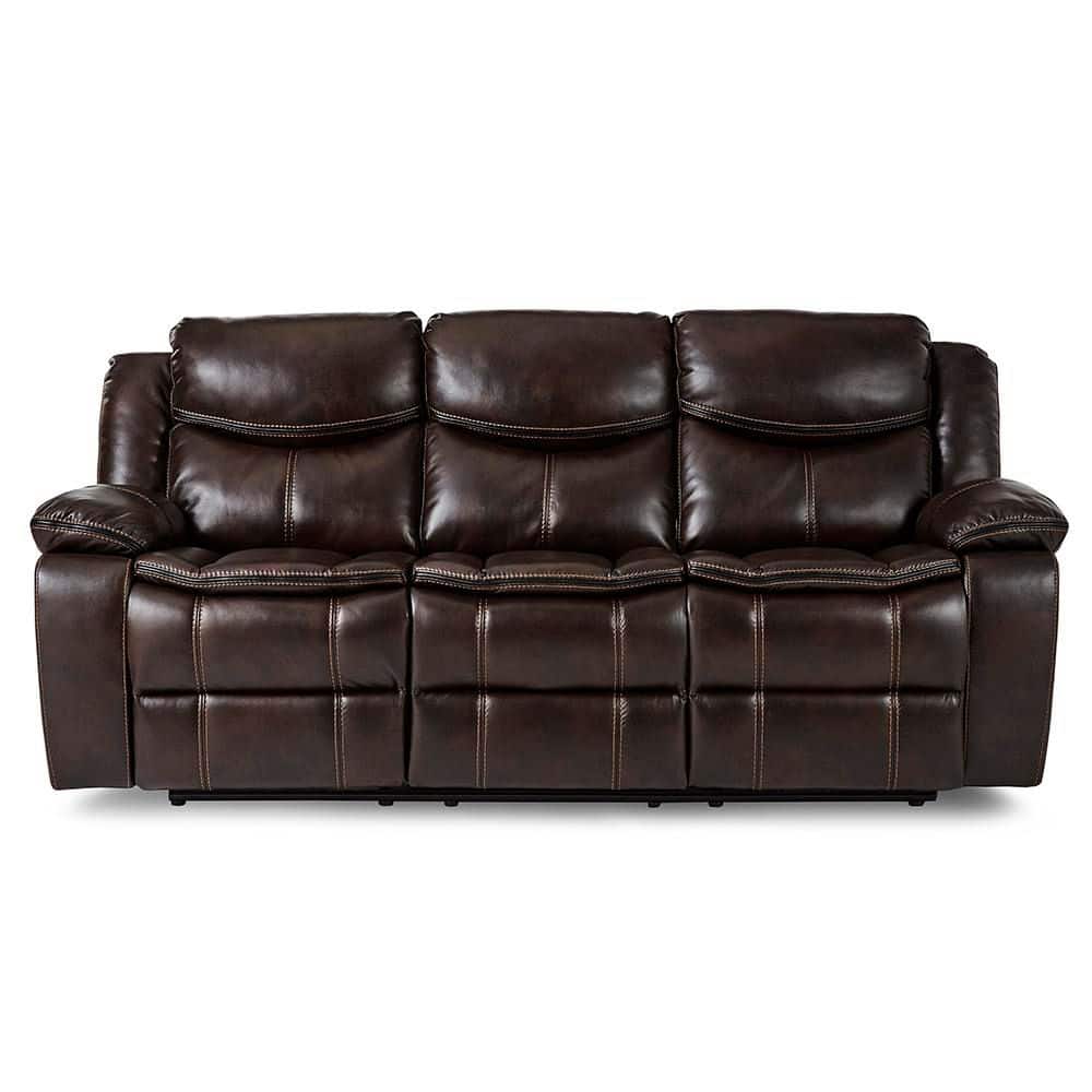 茶 arisa Lazzara Austin 87.5 in. W Straight Arm Faux Leather