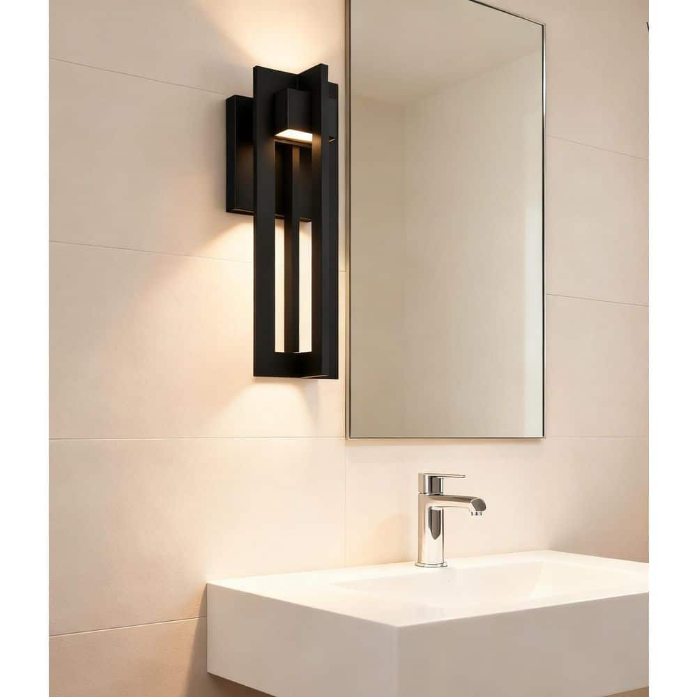 AurCore 13 in. 1-Light Black Integrated LED Covered Outdoor Indoor Wall Sconce for patio and Porch with Up Down Lights price history on PriceWatchPro