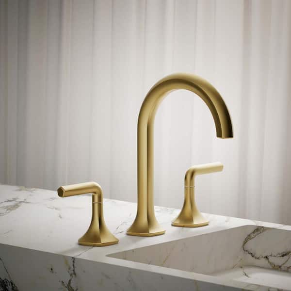 KOHLER Occasion Bathroom Sink Faucet Spout with Cane Design in Vibrant Brushed Moderne Brass