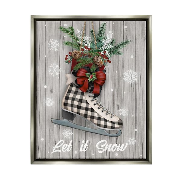 Stupell Industries Let it Snow Ice Skate by Conrad Knutsen 1 Piece Floater Frame Graphic Print Typography Poster Art Print 21 in. x 17 in.