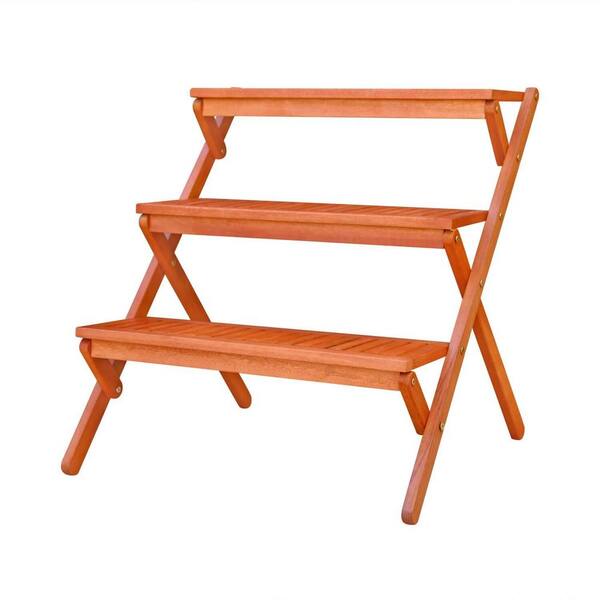 HOTEBIKE 31 in. Tall Outdoor Patio 3-layer Wood Garden Plant Stand ...