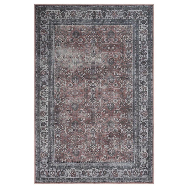 Alaska Red/Gray 9 ft. x 12 ft. Medallion Area Rug