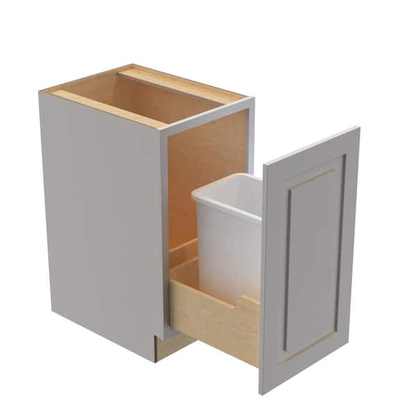 Home Decorators Collection Grayson 18 in. W x 24 in. D x 34.5 in. H Assembled Plywood Trash Can Kitchen Cabinet in Pearl Gray with Soft Close