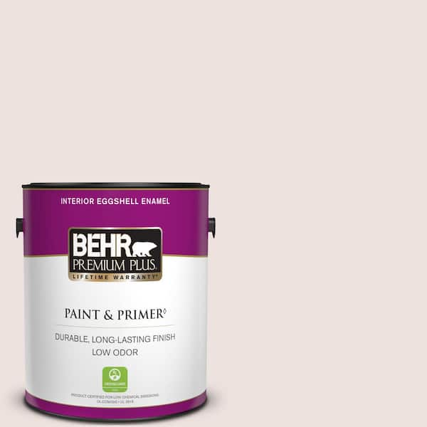 BEHR PREMIUM PLUS 1 gal. #140E-1 Patient White Eggshell Enamel Low Odor Interior Paint & Primer