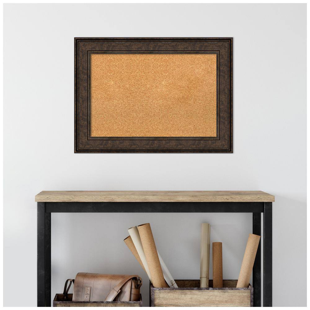 Burnished Bronze Framed Natural Cork Bulletin Board, 30" x 22"