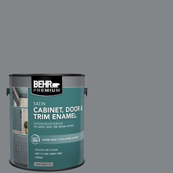 BEHR PREMIUM 1 gal. #N500-5 Magnetic Gray color Satin Enamel Interior/Exterior Cabinet, Door & Trim Paint
