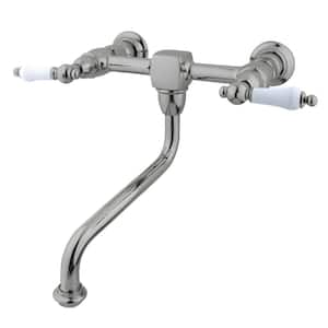 Heritage 2-Handle Wall Mount Bathroom Faucet in Brushed Nickel