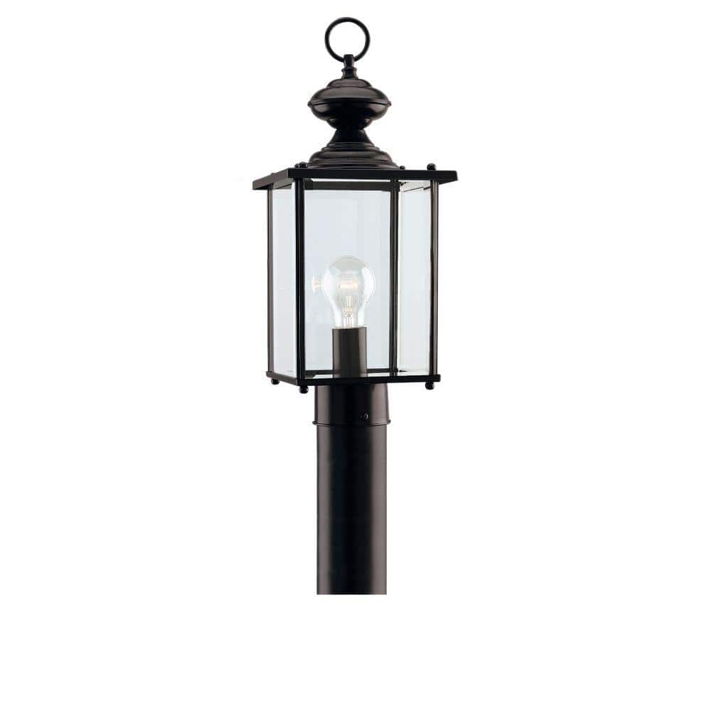 Generation Lighting Jamestowne 1-Light Black Outdoor Traditional Lamp Post  Light Top 8257-12 The Home Depot