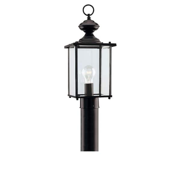 Generation Lighting Jamestowne 1-Light Black Outdoor Traditional Lamp Post Light Top