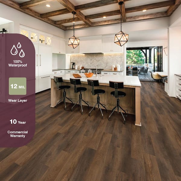Wayne Canyon Oak 12 MIL x 7 in. W x 48 in. L Waterproof Click Lock Luxury Vinyl Plank Flooring (23.8 sq. ft. /Case)
