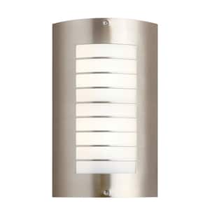 Newport 15.25 in. 1-Light Brushed Nickel Outdoor Hardwired Wall Lantern Sconce with No Bulbs Included (1-Pack)