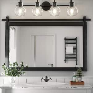 40 in. W x 26 in. H Large Rectangle Mirror Wood Framed Wall Mirror Bathroom Mirror Vanity Mirror Accent Mirror in Black
