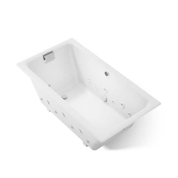 Tea-for-Two 66 in. x 36 in. Rectangular Whirlpool Bathtub with Reversible Drain in White