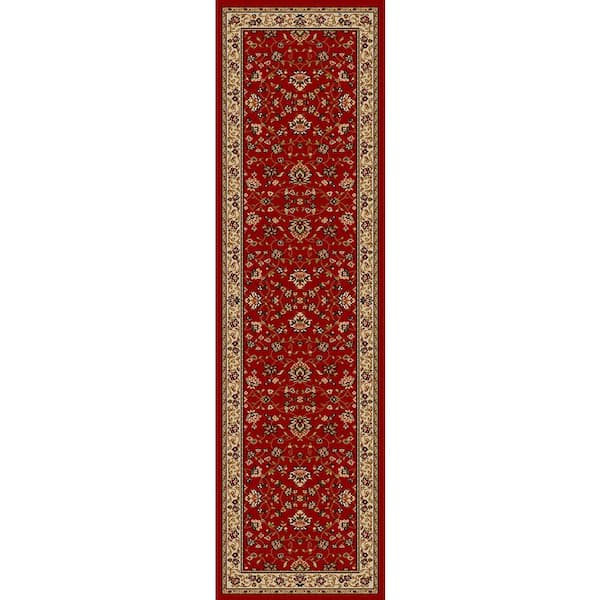 RADICI USA Como Red 2 ft. x 8 ft. Traditional Oriental Floral Area Rug