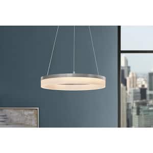Kipling 35-Watt Integrated LED Brushed Nickel Modern Pendant with Frosted Acrylic Shade