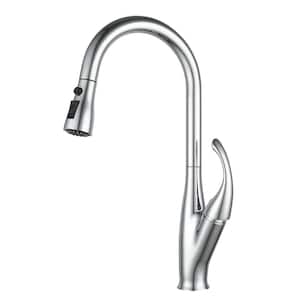 Commercial Single Handle Deck Mount Pull Down Sprayer Kitchen Faucet in Chrome