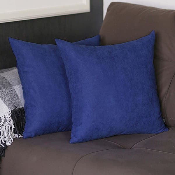 MIKE & Co. NEW YORK Honey Decorative Throw Pillow Cover Solid Color 16 in. x 16 in. Navy Blue Square Pillowcase Set of 2