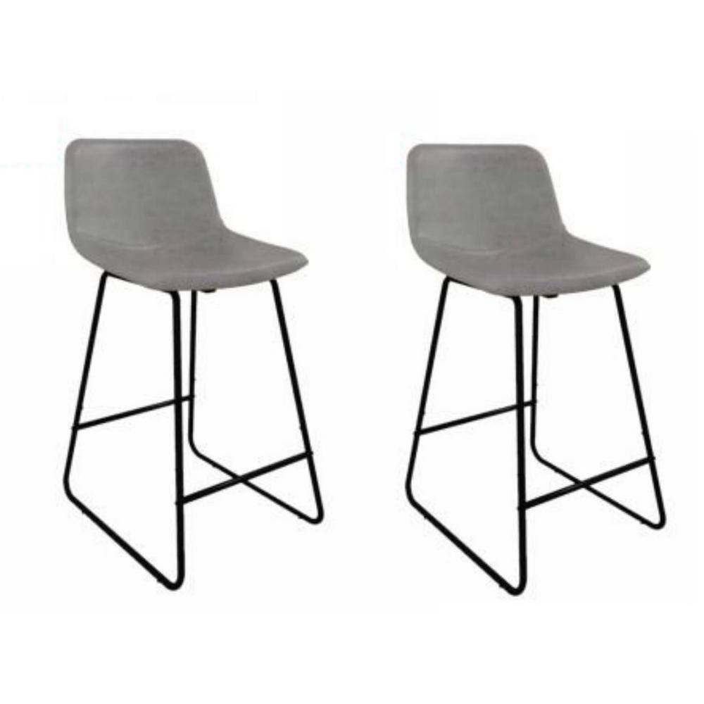 LUE BONA Alexander 24 in. Light Gray Bar Stools Low Back Metal Frame