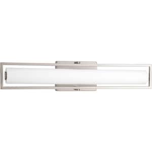 Frame Collection 24" Brushed Nickel Etched White Glass Modern Bath Vanity Light