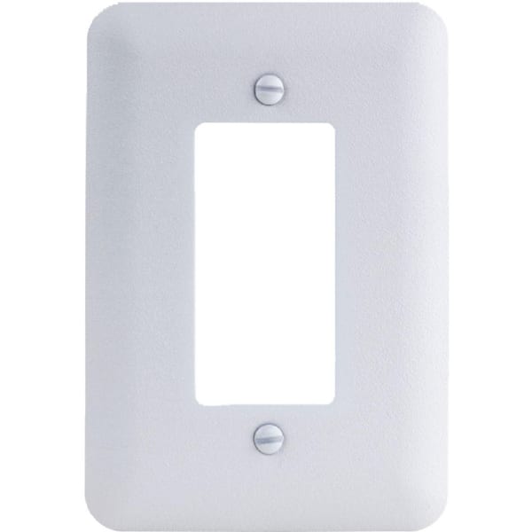 Hampton Bay Perry 1-Gang Rocker Metal Wall Plate, White (Textured/Paintable Finish)