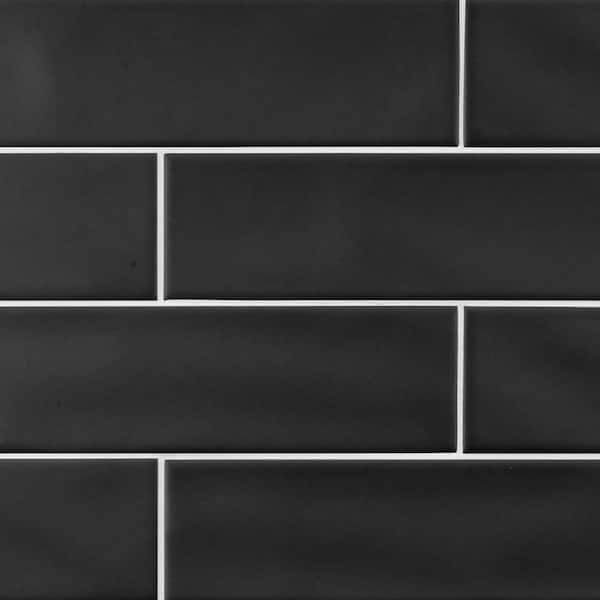 Matte Black 2.5 in. x 10 in. Ceramic Wall Tile (13.89 sq. ft./Case)
