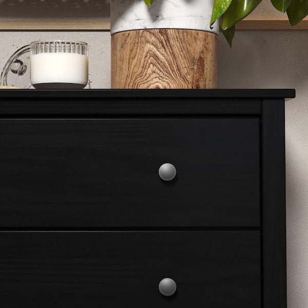 Jela Solid Wood 5 Drawer Dresser - Black