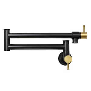 Wall Mount Pot Filler Faucet in Black and Gold