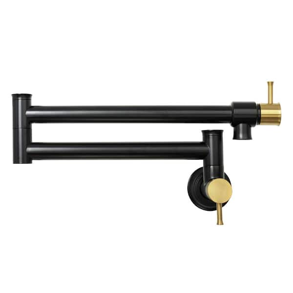 Akicon Wall Mount Pot Filler Faucet in Black and Gold AK98266-BLBG ...