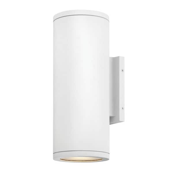 HINKLEY Silo 2-Light Textured White Hardwired Outdoor Wall Lantern Sconce